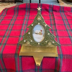 Festive Green Christmas Tree Stocking Holder